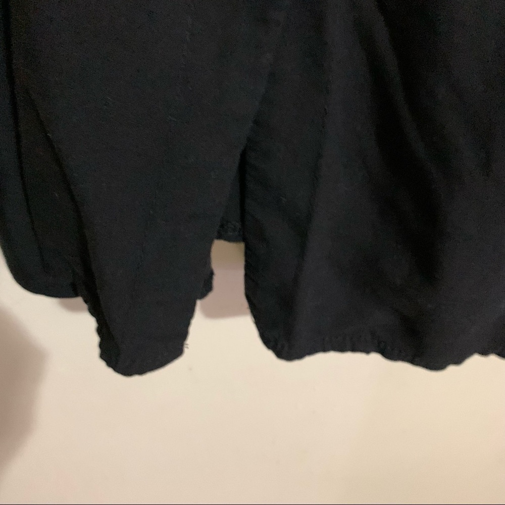 Smocked Black Button Down V-Neck Lined Side Slit Pockets Maxi Sundress. - Picture 8 of 10